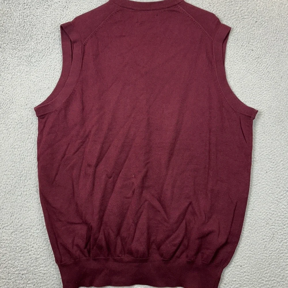 NEW Chaps Sweater Vest Mens 5XB Big V-Neck Burgundy Knit Pullover Sleeveless